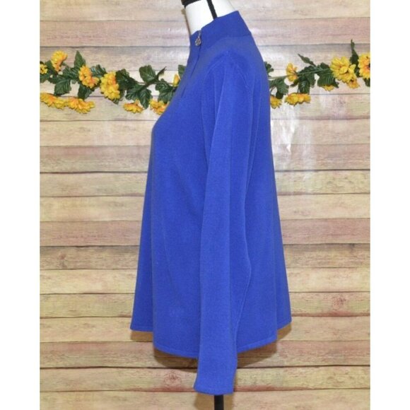 Designers Original Luxe 360 Ladies Blue Mock Neck Sweater Size XL Shoulder Zip - Picture 5 of 8